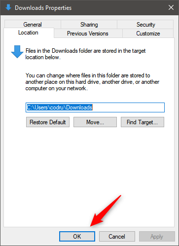 Closing the Downloads Properties window