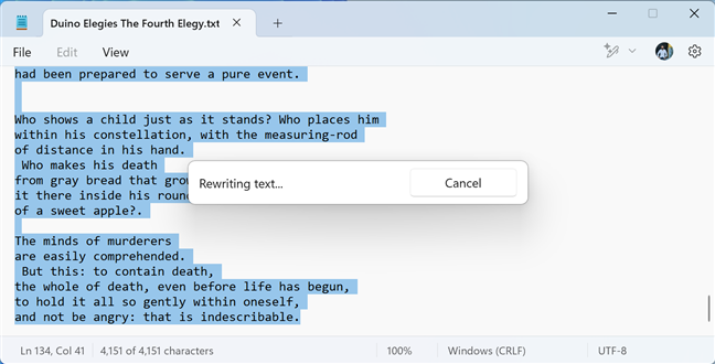 Rewriting text with AI takes a while