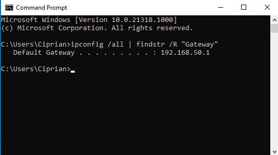 Find the router's IP from CMD