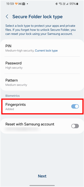 Enable or disable Fingerprints