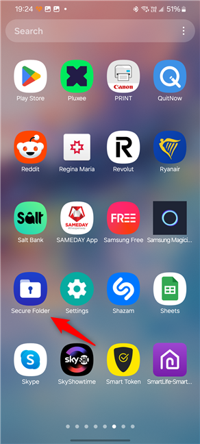 The Secure Folder icon in the app list