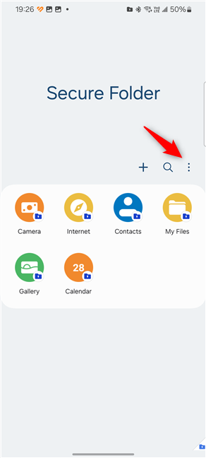 Tap the three-dot button on the right of the Secure Folder