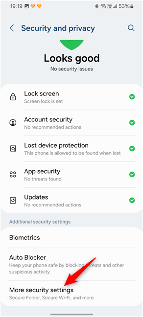 Tap More security settings