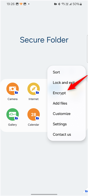 Select Encrypt in the menu