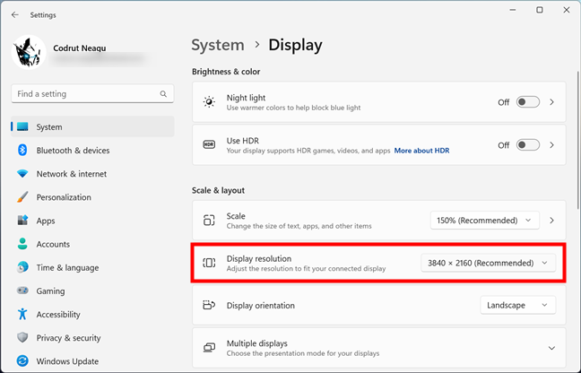 How to change the display resolution in Windows 11