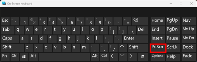 The Print Screen (PrtScn) key on the keyboard