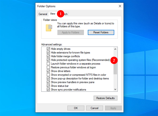 How to view protected operating system files in Windows 10