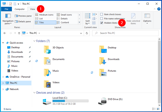 How to show hidden files in Windows 10