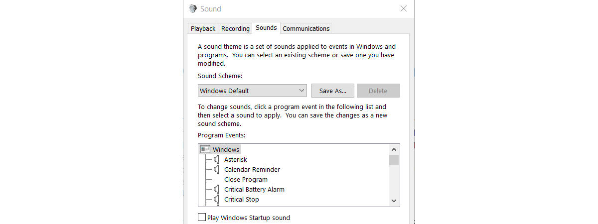 Sound settings