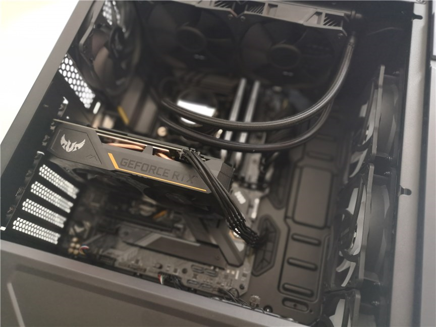 The ASUS TUF Gaming GT301 computer case with every component mounted