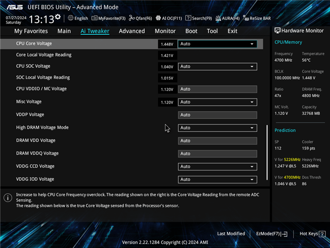 Advanced settings available in the UEFI of a gaming motherboard