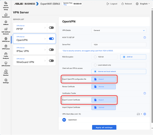 Export the necessary files