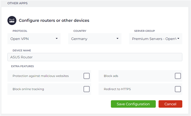 Configure your new device in CyberGhost