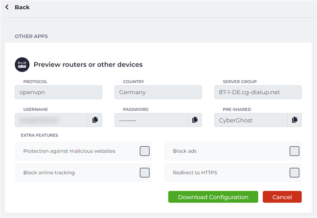 Download the configuration files from your VPN provider