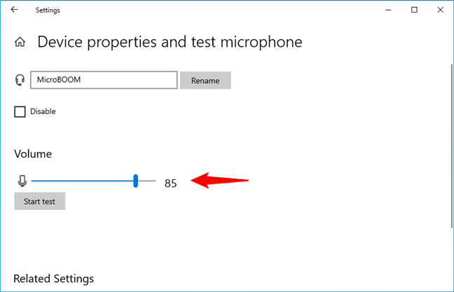 Change the input volume of the microphone