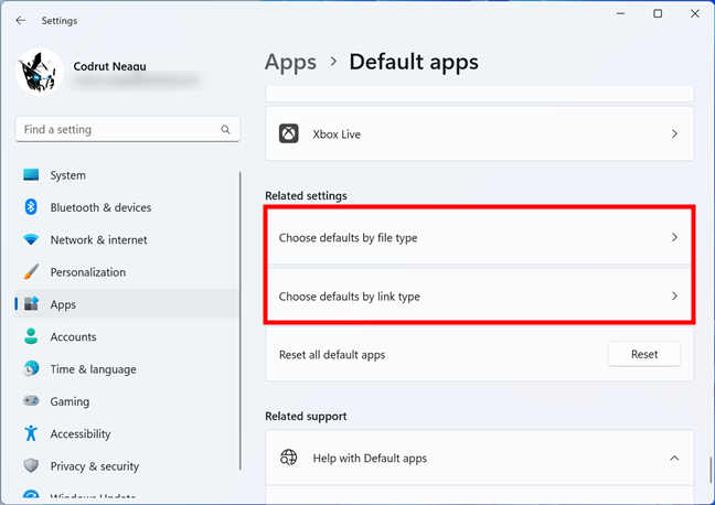 Choose default by file type and Choose default by link type 