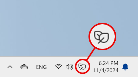 The Energy saver icon on desktop PCs