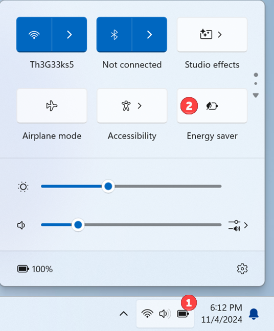 Enabling Energy saver on a Windows 11 laptop