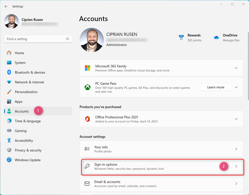 In Windows 11's Settings, go to Accounts > Sign-in options