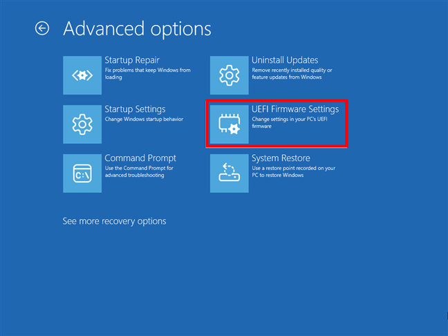 Click or tap UEFI Firmware Settings