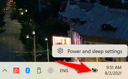 Open Settings from the battery icon in the Windows 11 system tray