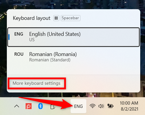 Launch the Windows 11 Settings from the language icon