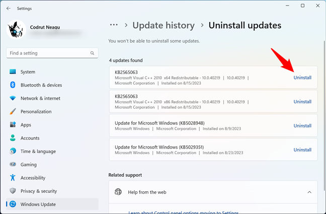 How to uninstall a Windows 11 update