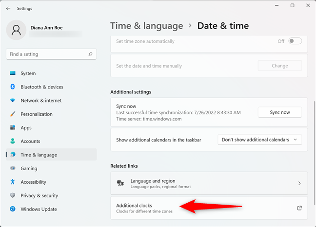 Access Additional clocks in Windows 11