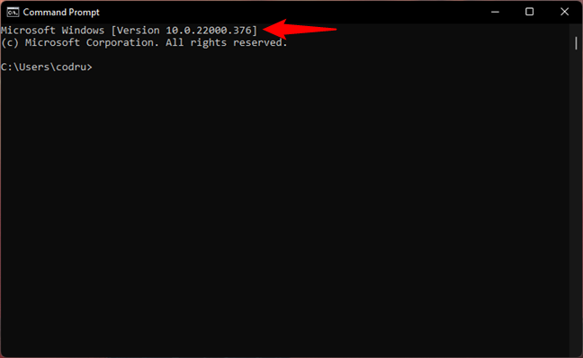 Windows 11 is shown as Version 10 build 22000 or higher in Command Prompt