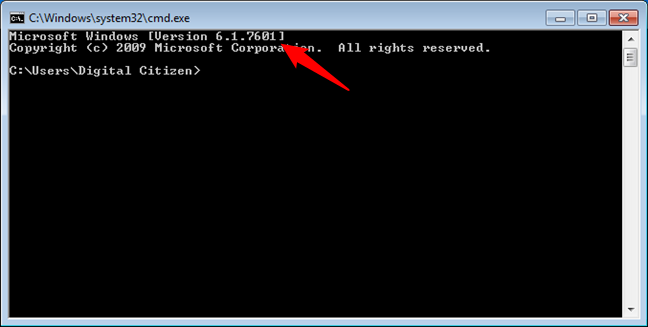 Windows 7 is shown as Version 6.1 in Command Prompt