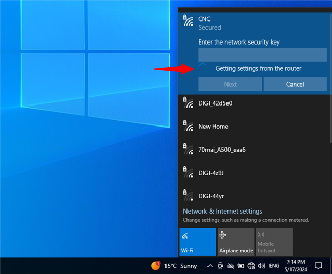 Windows 10 uses WPS for Getting settings from the router