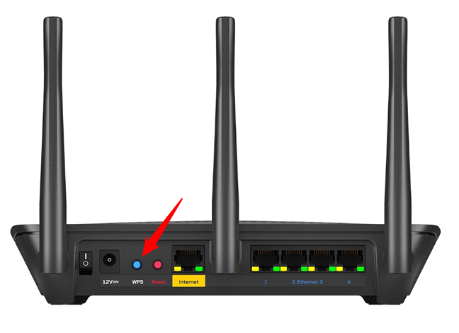 The WPS button on a Linksys router