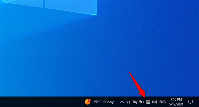 The Network icon from the notification area in Windows 10